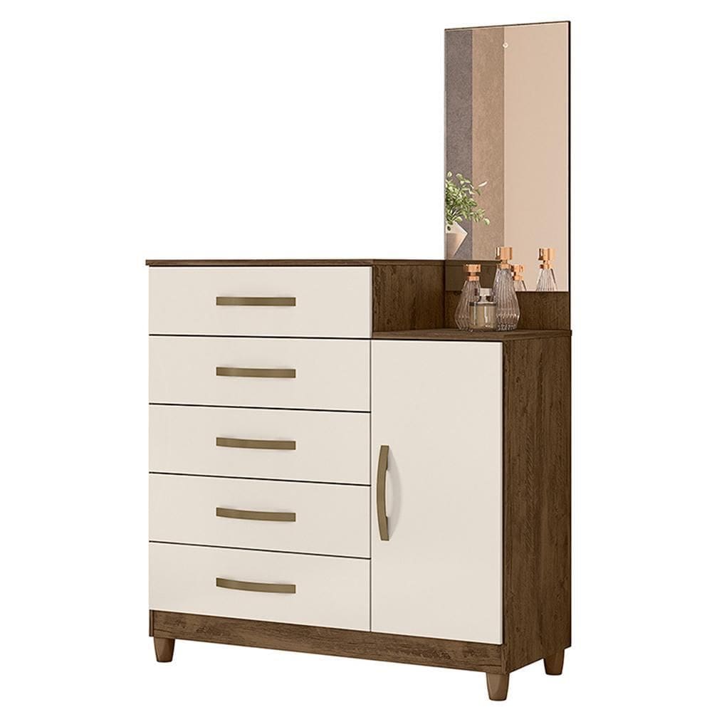 Cômoda Sapateira Lisboa 5 Gavetas com Espelho - Moval