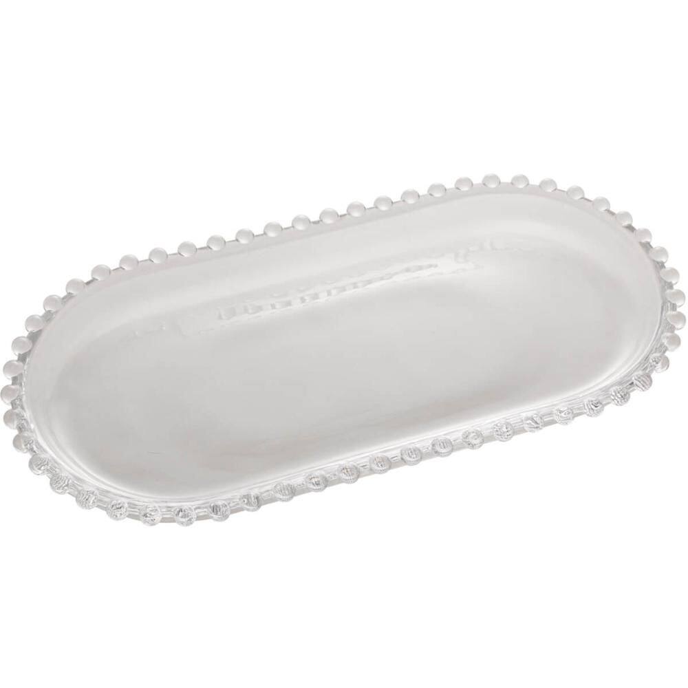 Travessa Oval de Cristal Pearl Wolff 30x15x2cm para Mesa Pos