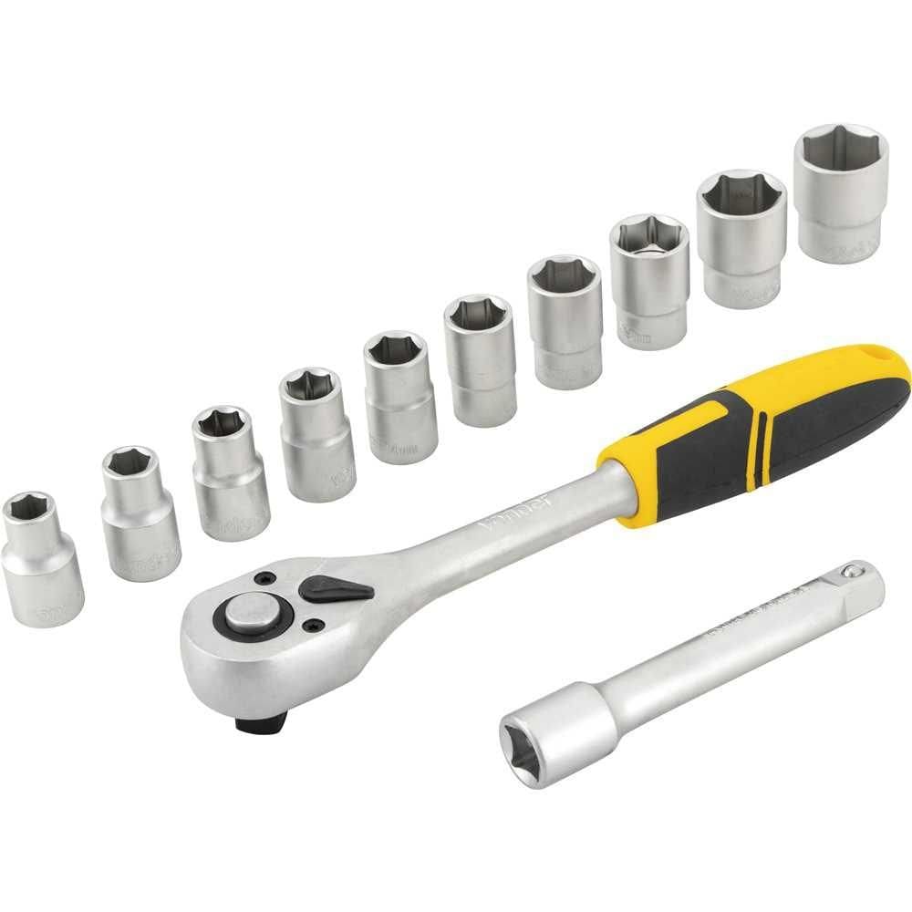 Jogo de soquetes sextavados com encaixe de 1/2" 10 mm a 24 m