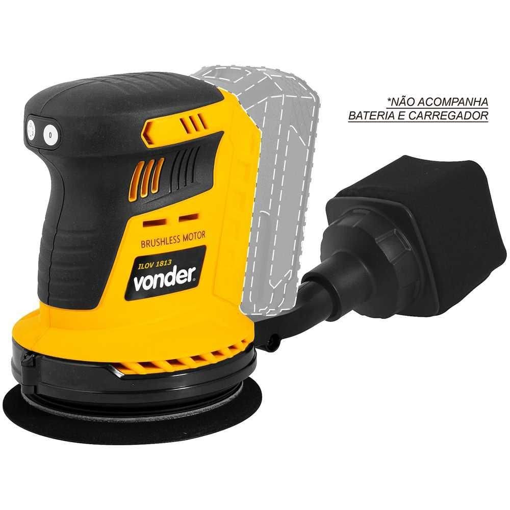 Lixadeira roto-orbital bateria intercambiável de 18 V sem ba