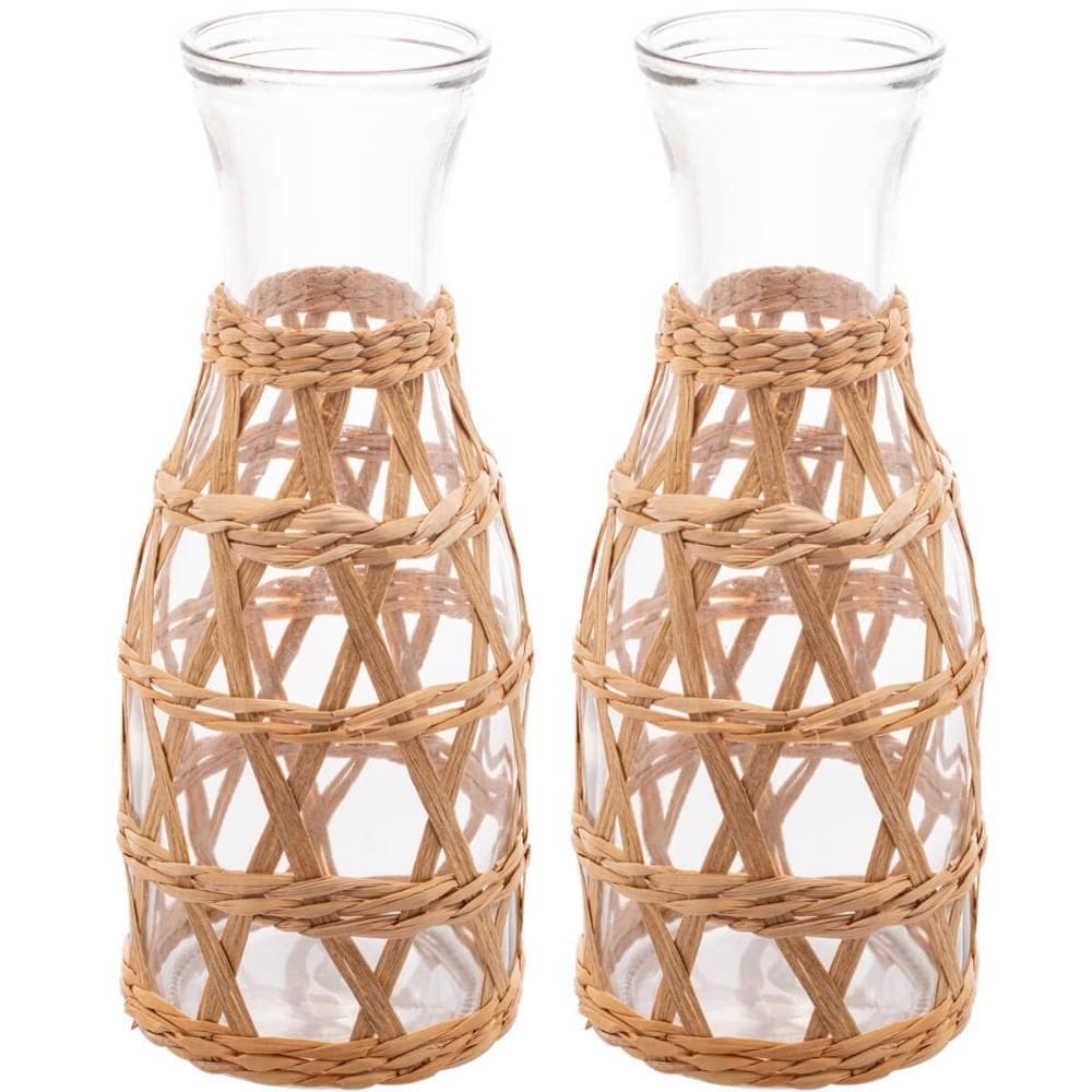 2 Garrafas de Vidro Wolff com Sisal 800ml para Água Suco Lei