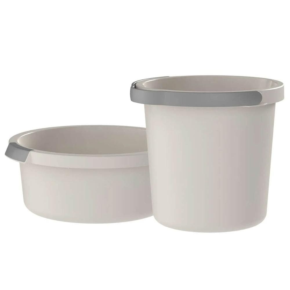 Kit Balde e Bacia de Limpeza Flow Bege 5L e 8,5L com Gradaçã
