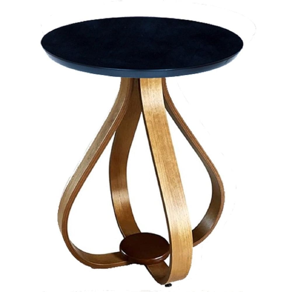 Mesa Lateral Bella 50x60cm pé Cebola Vidro Preto/Mel