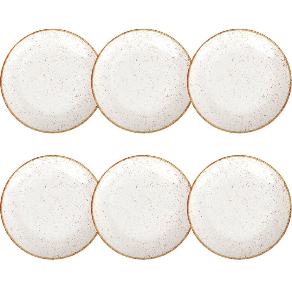 Conjunto 6 Pratos Rústicos Tramontina Rasos 28cm Porcelana M
