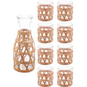 Kit 8 Copos Baixos 320ml Garrafa de Vidro 800ml Wolff Sisal