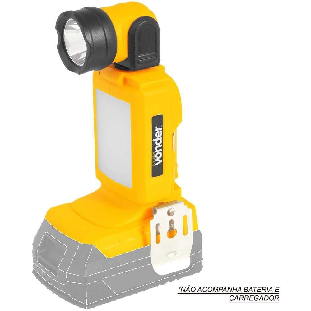 Lanterna de LED bateria intercambiável de 18 V sem bateria e