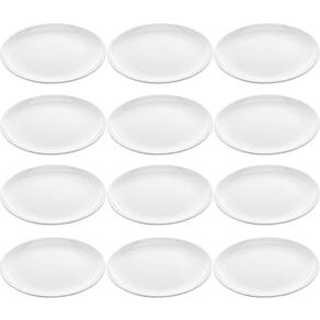 Conjunto de 12 Pratos de Melamina Brancos 25,5cm para Servir