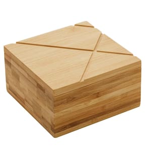 Pote Saleiro Bambu Lyor com Tampa para Cozinha 13x13x7cm Qua