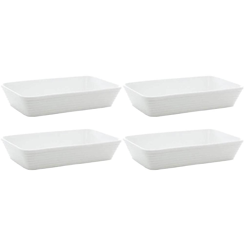 Kit 4 Travessas de Porcelana Branca 26x17x5cm Refratário Lin