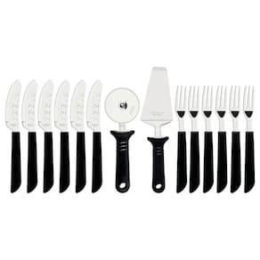 Kit Pizza Tramontina Aço Inox e Polipropileno Preto com Espá