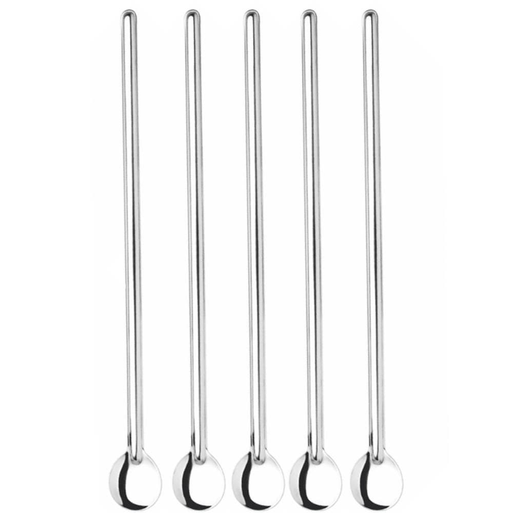 5 Colheres Bailarina Inox para Drinks Gin Coquetel Suco Long
