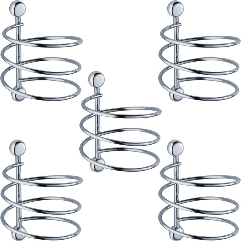 5 Porta Secador de Cabelo Cromados em Espiral Suportes de Pa