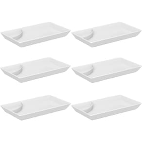 Kit 6 Pratos para Sushi Comida Japonesa com Porta Shoyu Comi