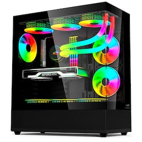 Gabinete Gamer C3Tech Gaming Aquarius MT-G850BK, Mid Tower, Lateral e Frontal Em Vidro Temperado, Sem Fonte - Preto
