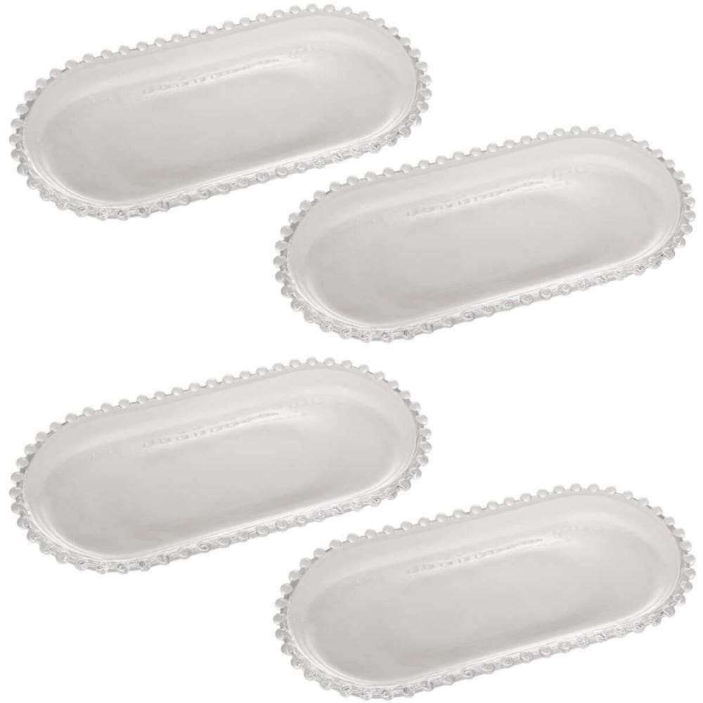 4 Travessas de Cristal Pearl Wolff 30x15x2cm Servir Salgados