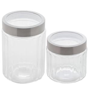 Kit 2 Potes de Vidro com Tampas Inox 870ml e 1,2L Lyor Sydne