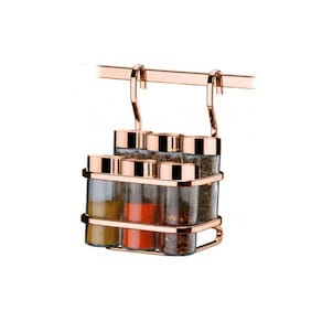 Suporte Para Condimentos De Parede Em Aço Carbono Bella Cucina Com 6 Potes 100ml Future Cromado