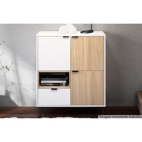 Buffet de Sala Jantar Cayman c/ 3 Portas e 1 Gaveta Legno Salinas/Branco - Politorno