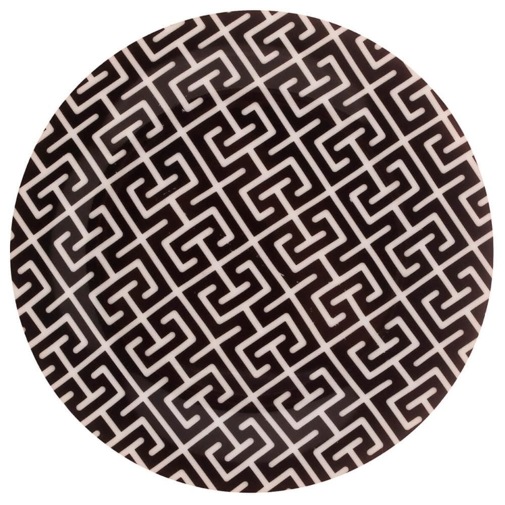 Prato de Sobremesa em Porcelana Egypt Lyor 19,5cm Raso Preto