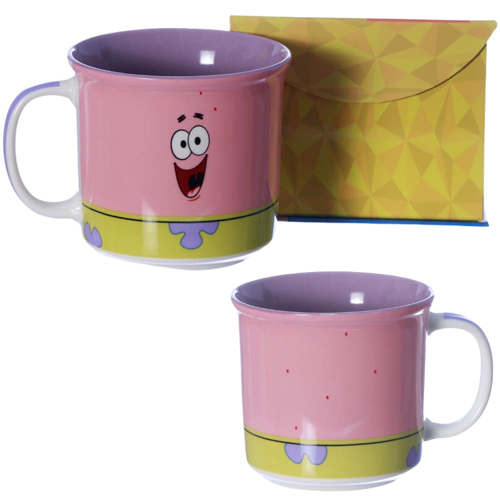 Caneca Patrick Cerâmica 350ml + Caixinha Oficial Bob Esponja Nickelodeon