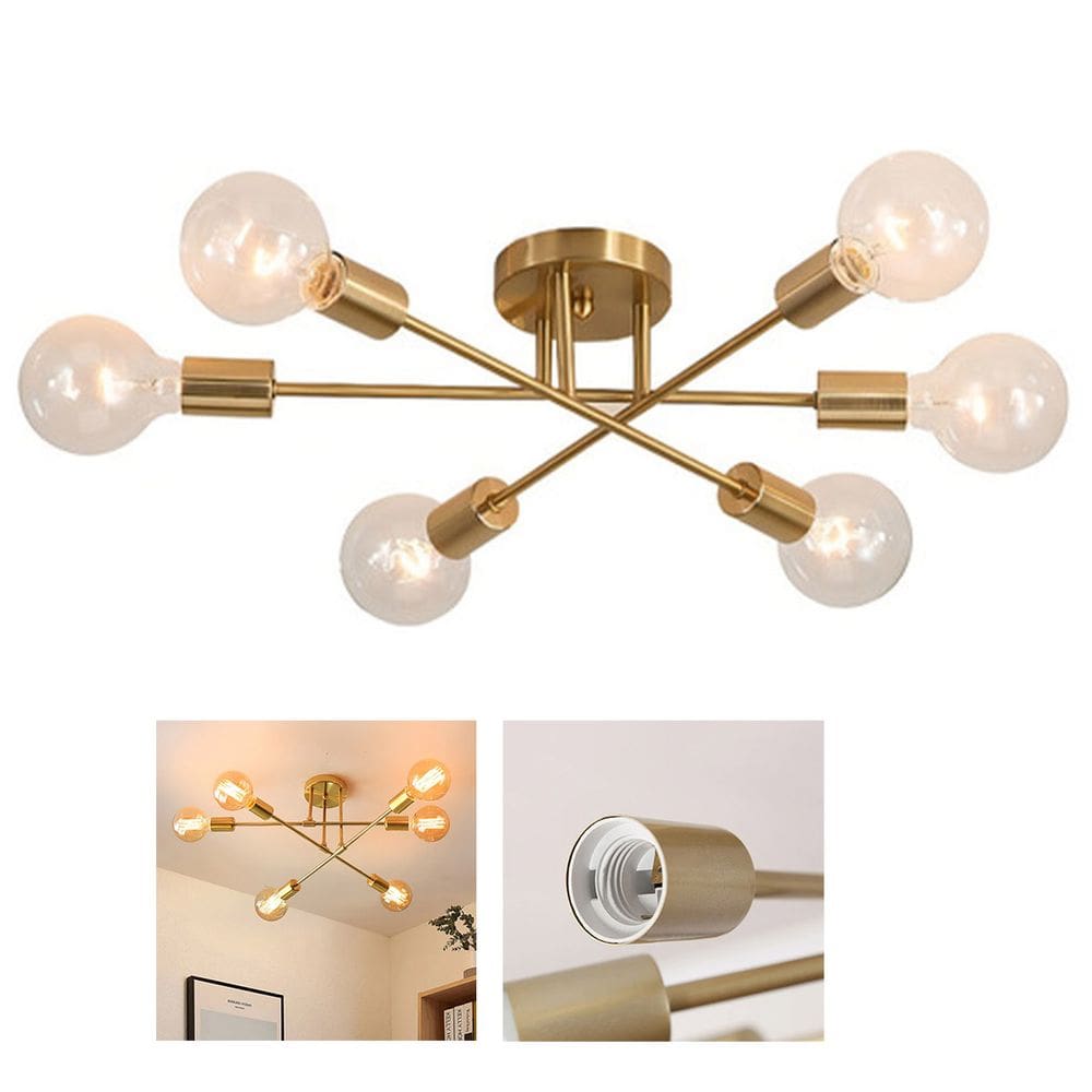 Lustre Sputnik Candelabro Luminaria 6 Lampadas E27 Sala Recepçao Ambiente Comercial Residencial