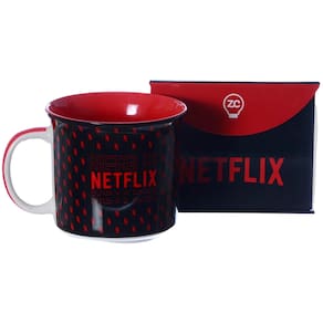 Caneca Netflix Logo Cerâmica Preta 350ml + Caixinha Oficial