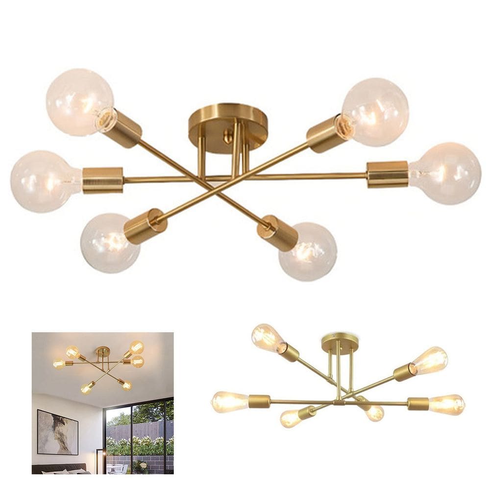 Lustre Sputnik Luminaria 6 Lampadas E27 Candelabro Ambiente Comercial Residencial Sala Recepçao