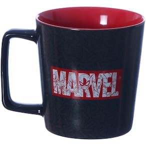 Caneca Marvel Logo Vermelho Cerâmica Preta 400ml Oficial