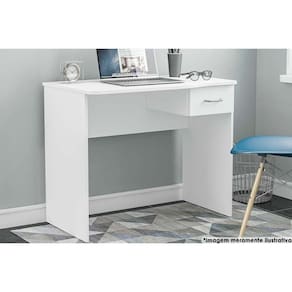 Mesa de Computador Arapei 1 Gaveta Branco - Politorno