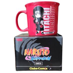 Caneca Itachi Uchiha Cerâmica Vermelha 280ml Oficial Naruto