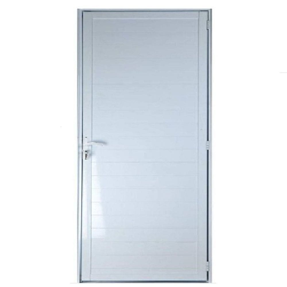 Kit com 2 Portas Lambril de Alumínio 210x80cm com Maçaneta Linha 25 Lado Esquerdo Esquadrias Bergame Branco