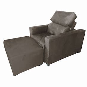 Poltrona Sofa Amamentação Retrátil e Reclinável Veneza + Puff Bella Marrom