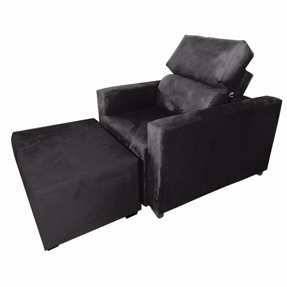 Poltrona Sofa Amamentação Retrátil e Reclinável Veneza + Puff Bella Preto