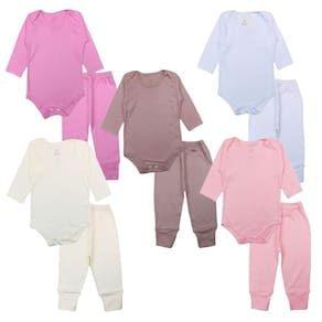 Kit 10 Peças Bebê Conjunto Liso Body Calça 100% Algodão