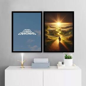 Kit 2 Quadros Jesus É O Caminho 45X34Cm - Com Vidro
