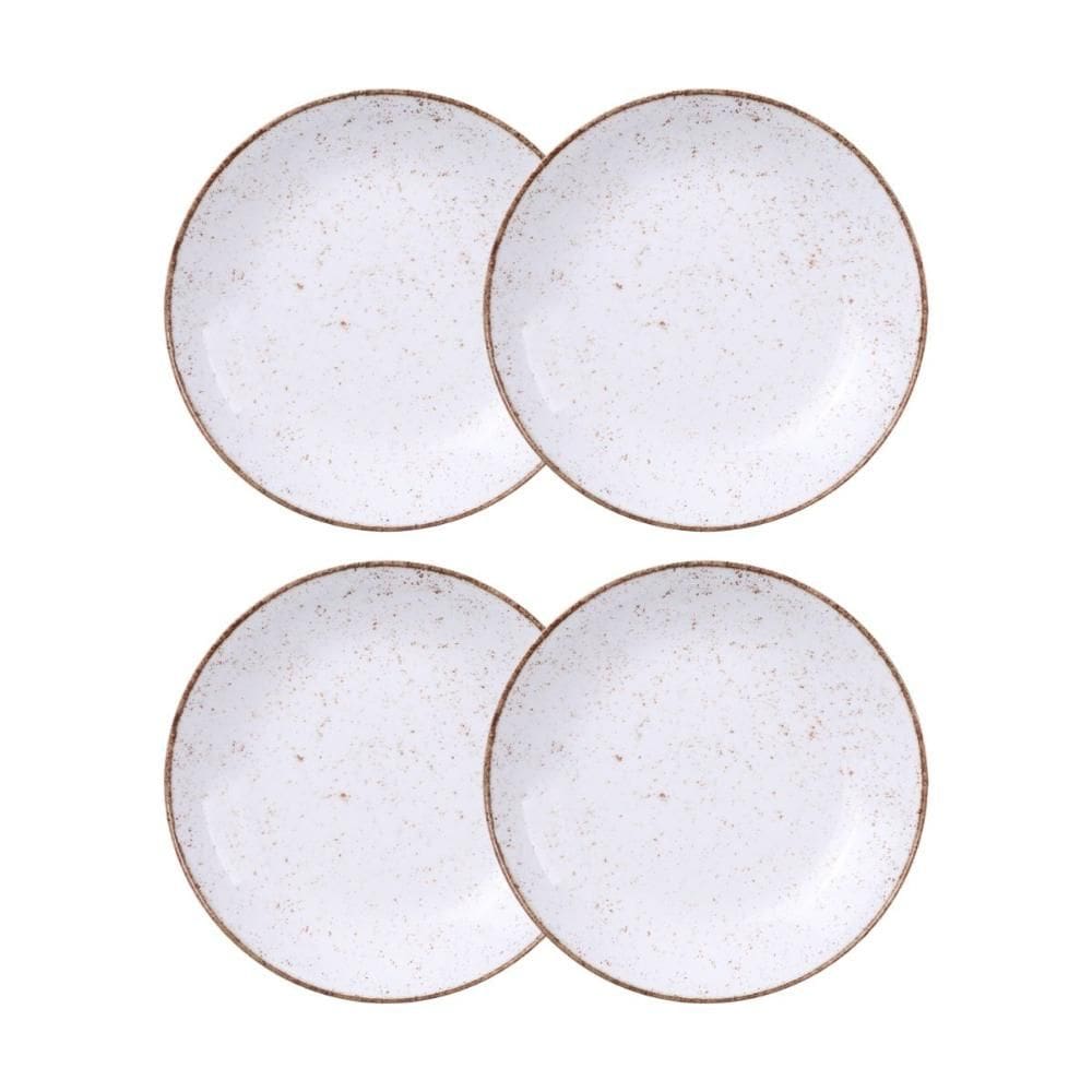 Jogo de Pratos Fundo 4 Peças Rústico 22 cm Porcelana Decorada Tramontina