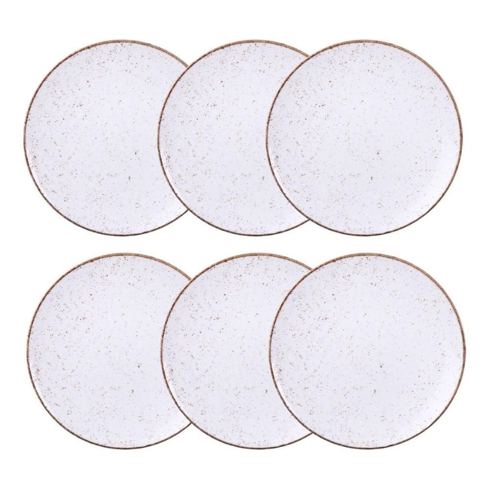 Jogo de Pratos Rasos Grande Rústico 6 Peças 28cm Porcelana Decorada Tramontina