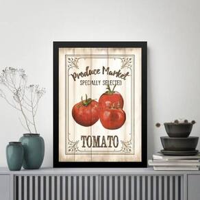 Quadro Vintage Para Cozinha Tomate 33X24Cm - Com Vidro