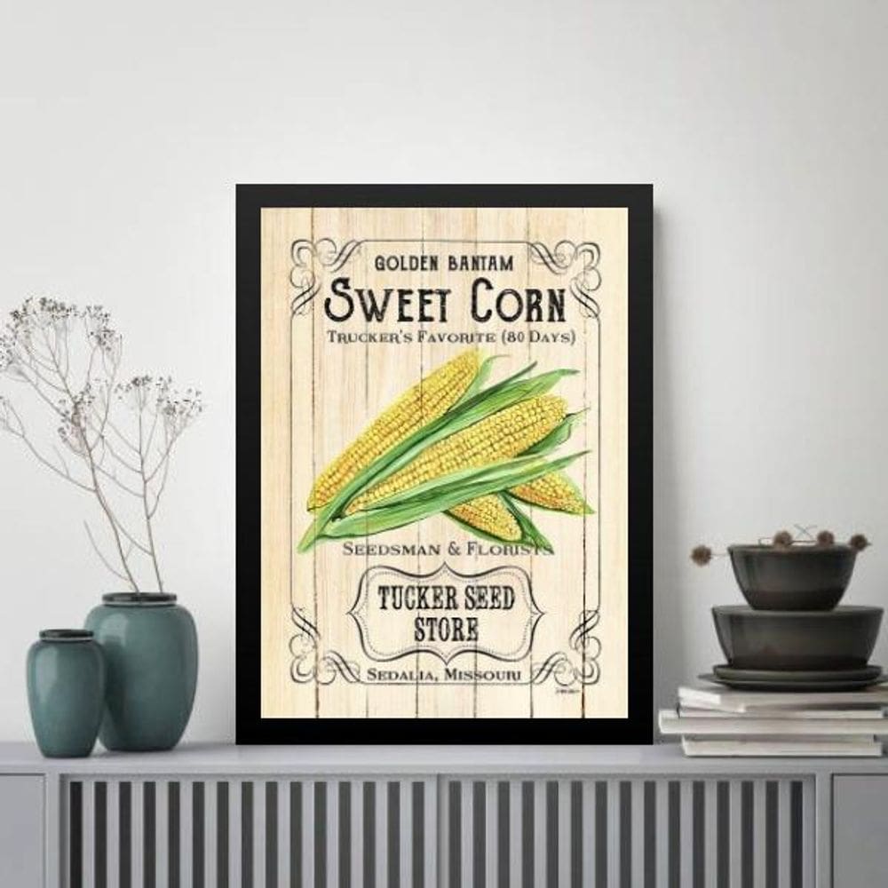 Quadro Vintage Para Cozinha Milho 24X18Cm - Com Vidro