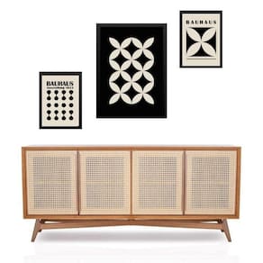 Set 3 Quadros Preto E Branco Bauhaus