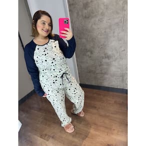 kit 2 pijamas em algodão manga longa Inverno Estampado gatinho e coração