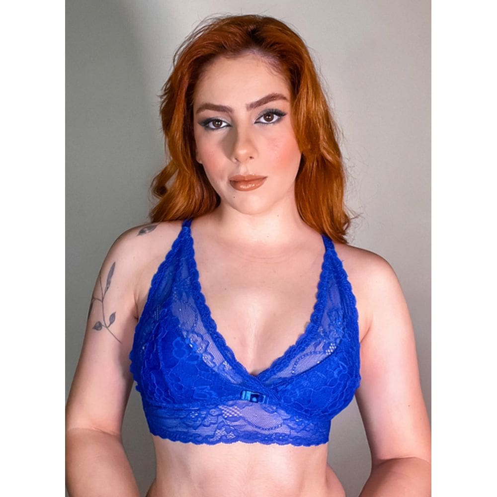 Top renda glam azul