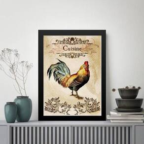 Quadro Vintage Para Cozinha Galo 33X24Cm - Com Vidro