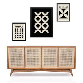 Set 3 Quadros Preto E Branco Bauhaus