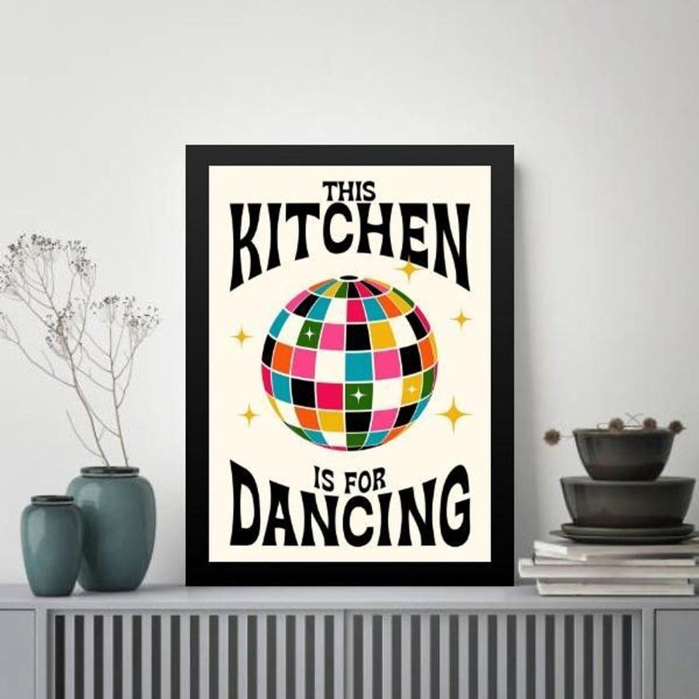 Quadro Divertido Cozinha Para Dançar 24X18Cm