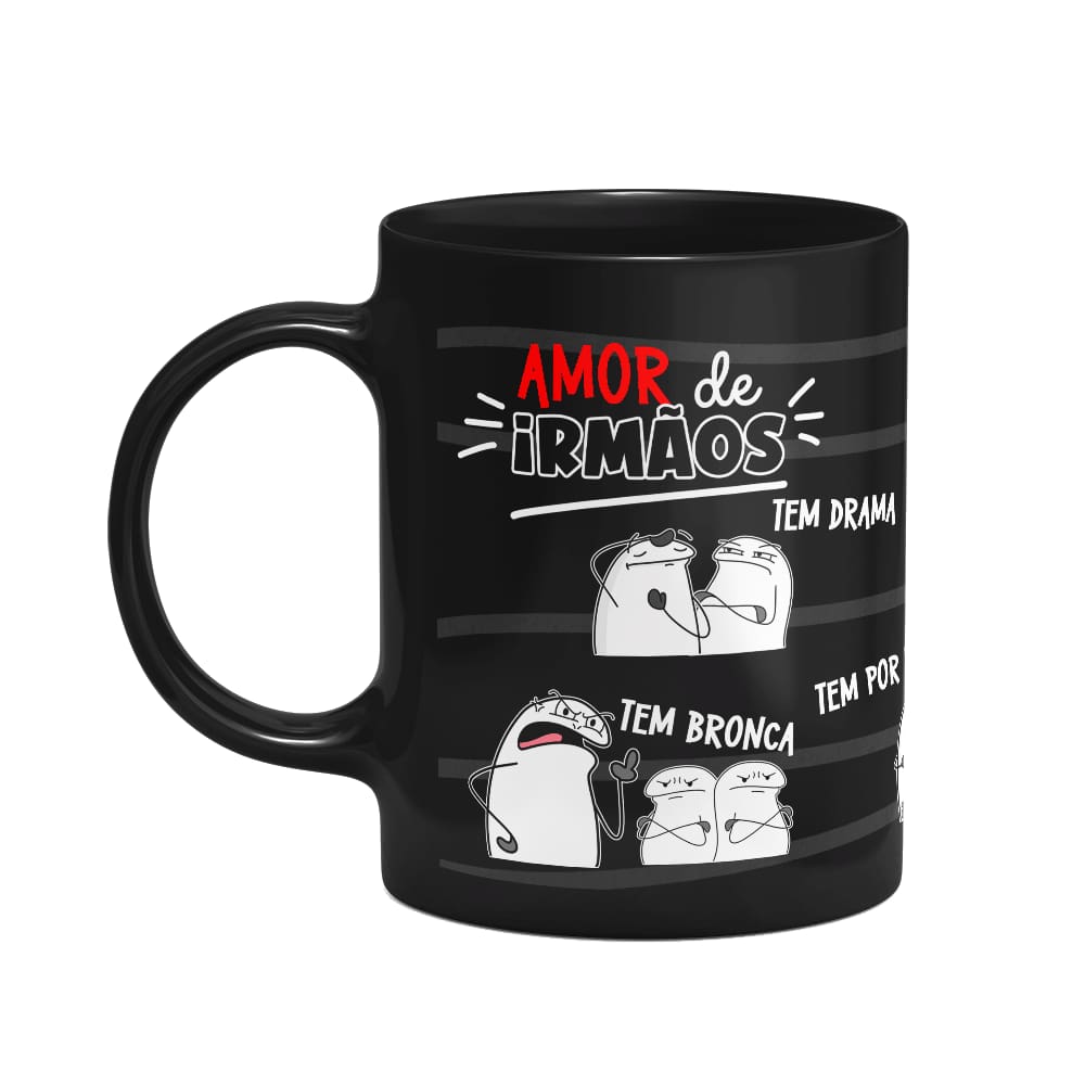 Caneca Flork Irmãos - Amor de irmãos - Preta