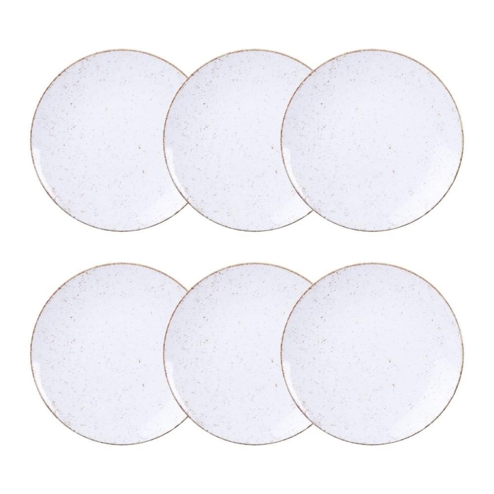 Jogo de Pratos Sobremesa Rústico 6 Peças 21 cm Porcelana Decorada Tramontina