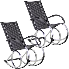 Conjunto de Cadeiras De Balanço Varanda Área Edícula Jardim Churrasco Trama