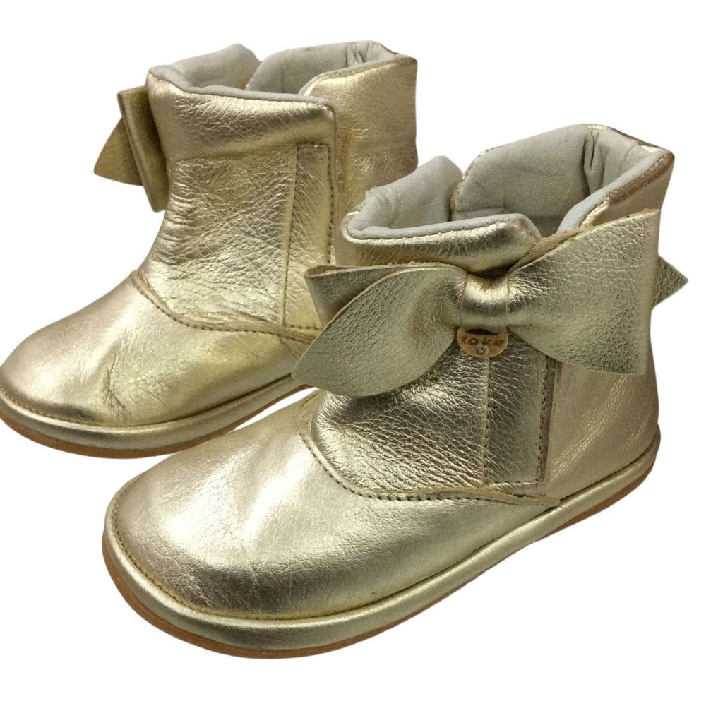 Bota infantil fem de Couro Toke Dourada