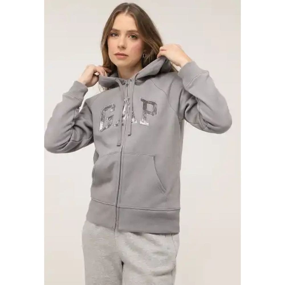Blusa De Moletom Gap Reta Logo Cinza